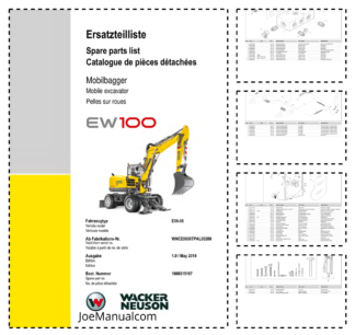 Wacker Neuson EW100 Excavator Parts Catalog SN WNCE0606TPAL00200 v1.0