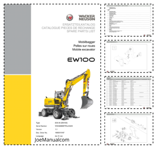 Wacker Neuson EW100 Wheeled Excavator Parts Catalog SN WNCE0606TPAL00200 v1.1