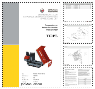 Wacker Neuson TD15 Track Dumper Parts Catalog SN AB0699N v3.2