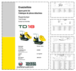 Wacker Neuson TD18 Dumper Parts Catalog SN AA0265N v3.3