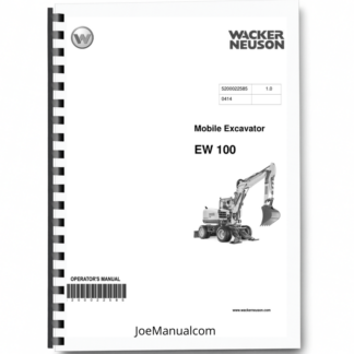 Wacker Neuson EW100 Excavator Operator Manual v1.0 Printed Book