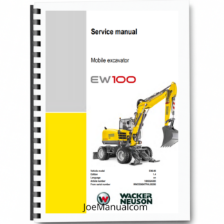Wacker Neuson EW100 Wheel Excavator Service Manual SN WNCE0606TPAL00200 v1.4 Printed Book