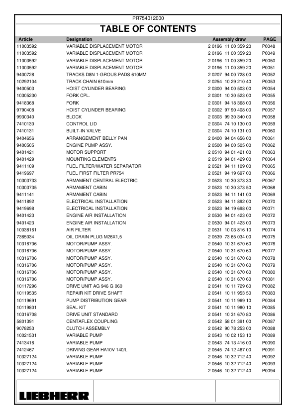 Liebherr PR 754 Litronic Type 990 Crawler Dozer Parts Catalog SN 12000 and UP - Image 10