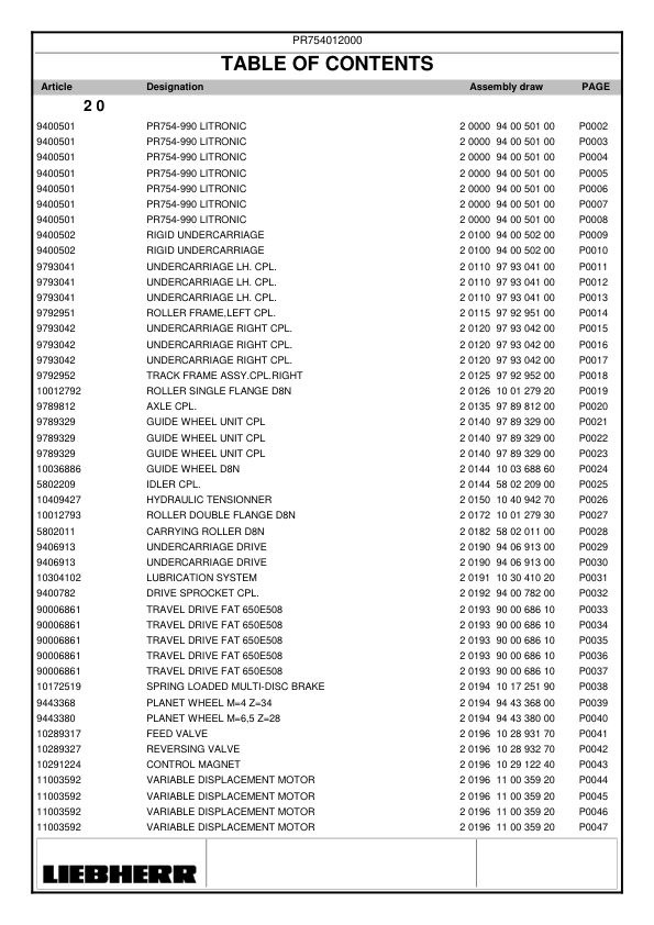 Liebherr PR 754 Litronic Type 990 Crawler Dozer Parts Catalog SN 12000 and UP - Image 9