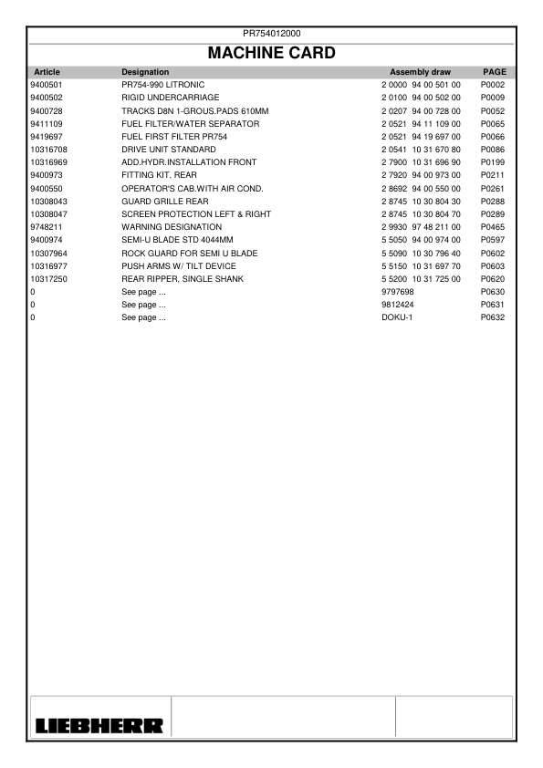 Liebherr PR 754 Litronic Type 990 Crawler Dozer Parts Catalog SN 12000 and UP - Image 8