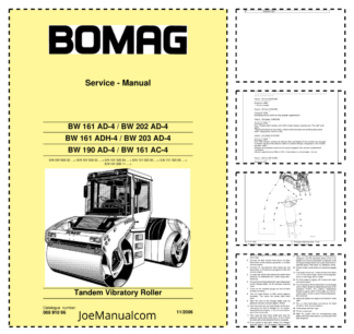 BOMAG BW161 203 190 AD-4 AC-4 Tandem Vibratory Roller Service Manual v11.2006