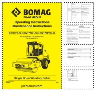 BOMAG BW177D-50 BW177DH-50 BW177PDH-50 Single Drum Vibratory Roller Operation and Maintenance Manual
