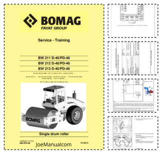BOMAG BW211 212 213 D-40 PD-40 Single Drum Roller Service Manual v01.2023