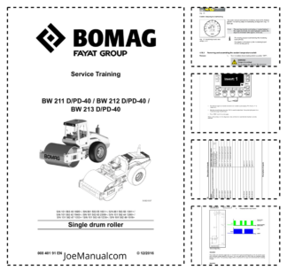 BOMAG BW211 BW212 BW213 D PD-40 Single Drum Roller Service Manual v12.2016