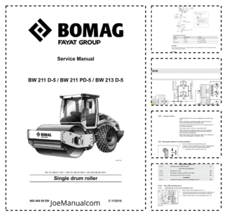 BOMAG BW211 D-5 PD-5 BW213 D-5 Single Drum Roller Service Manual v11.2016