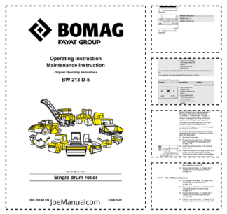 BOMAG BW213 D-5 Single Drum Roller Operation and Maintenance Manual v04.2020