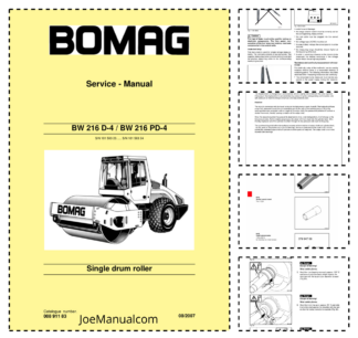 BOMAG BW216 D-4 BW216 PD-4 Single Drum Roller Service Manual v08.2007