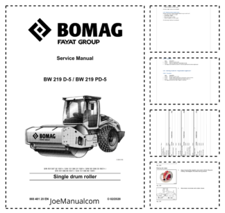 BOMAG BW219 D-5 PD-5 Single Drum Roller Service Manual v02.2020