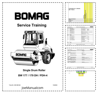 BOMAG DW177 179 DH PDH-4 Single Drum Roller Service Training Manual v10.2004