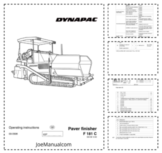 Dynapac F181C Paver Finisher Operating Manual v03-0506