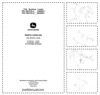 John Deere 310L Backhoe Loader Parts Catalog PC11332 SN 1BZ310LAC000001 D000001 and UP