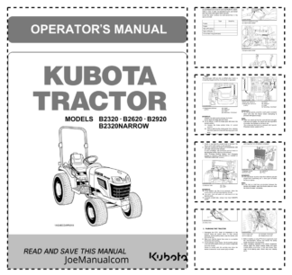 Kubota B2320 B2620 B2920 B2320 NARROW Tractor Operators Manual