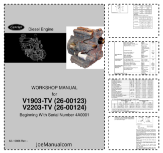 Kubota Carrier V1903-TV V2203-TV Diesel Engine Workshop Manual SN 4A0001