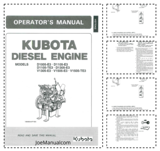 Kubota D1005 D1105 D1105 V1305 V1505 E3 TE3 Engine Operators Manual