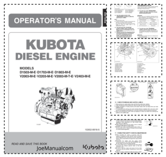 Kubota D1503 D1703 D1803 V2003 V2403 M E T Diesel Engine Operators Manual