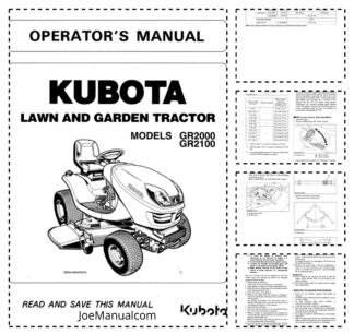 Kubota GR2000 GR2100 Lawn Graden Tractor Operators Manual