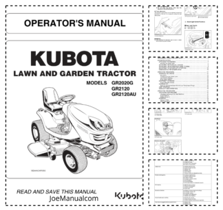 Kubota GR2020G GR2120 GR2120AU Lawn and Garden Tractor Operators Manual