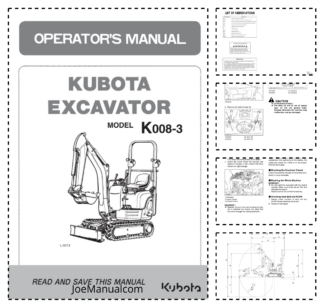 Kubota K008-3 Excavator Operators Manual
