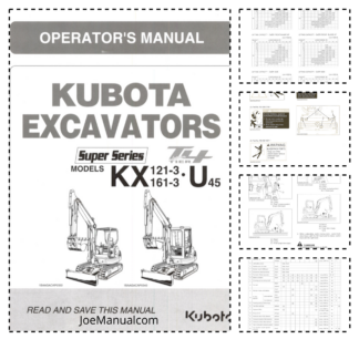 Kubota KX121-3 KX161-3 U45 Super Series Tier 4 Excavator Operators Manual