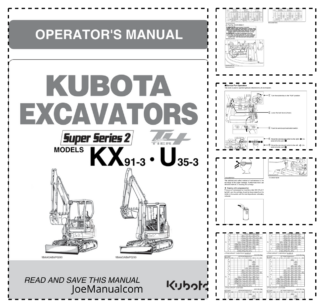 Kubota KX91-3 U35-3 Super Series 2 Tier 4 Excavator Operators Manual