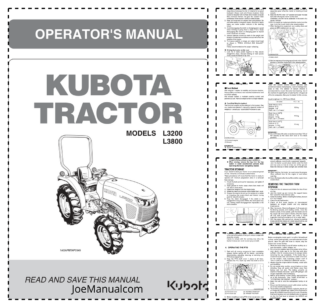 Kubota L3200 L3800 Tractor Operators Manual