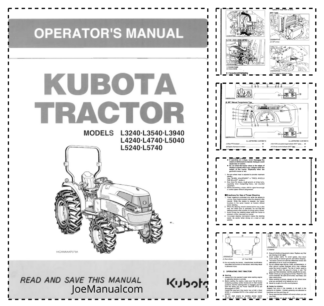 Kubota L3240 L3540 L3940 L4240 L4740 L5040 L5240 L5740 Tractor Operators Manual