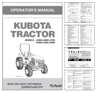 Kubota L3560 L4060 L4760 L5060 L5460 L6060 Tractor Operators Manual