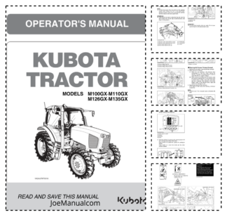 Kubota M100GX M110GX M126GX M135GX Tractor Operators Manual