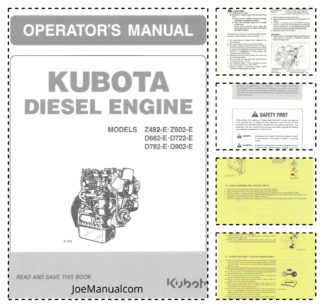 Kubota Z482 Z602 D662 D722 D782 D902 E Engine Operators Manual
