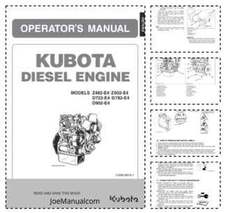 Kubota Z482 Z602 D722 D782 D902 E4 Diesel Engine Operators Manual