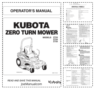 Kubota Z723 Z724 Z725 Zero Turn Mower Operators Manual