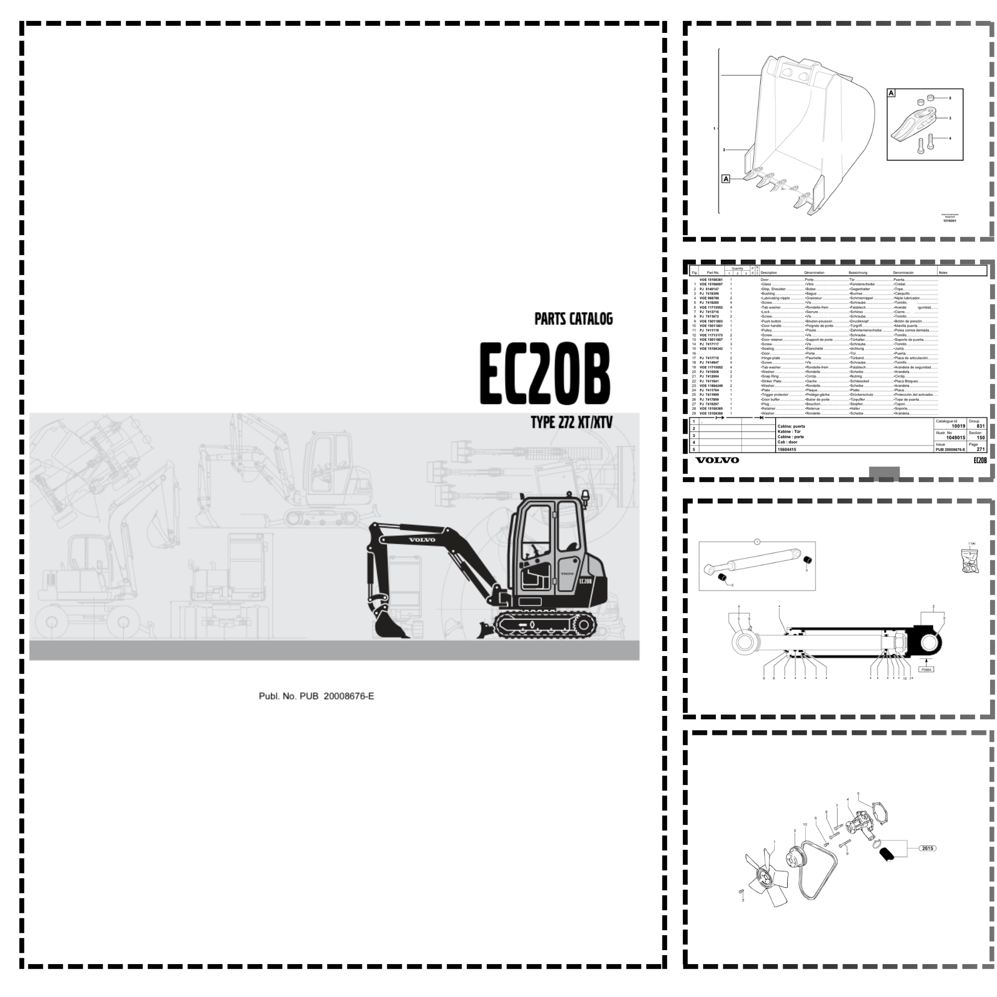 Volvo EC20B Type 272 XT XTV Excavator Parts Catalog