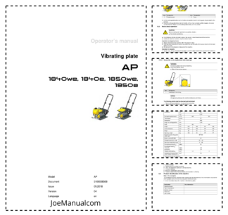 Wacker Neuson 1840we 1840e 1850we 1850e Vibrating Plate Operators Manual v04