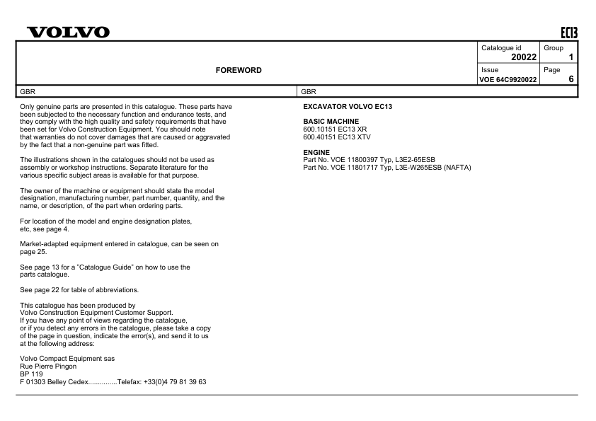 Volvo EC13 Type 600 XR XTV Excavator Parts Catalog - Image 9