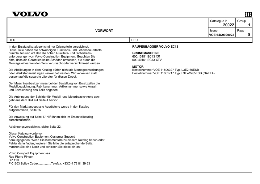 Volvo EC13 Type 600 XR XTV Excavator Parts Catalog - Image 11