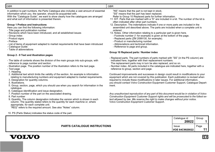 Volvo EC13 Type 600 XR XTV Excavator Parts Catalog - Image 4
