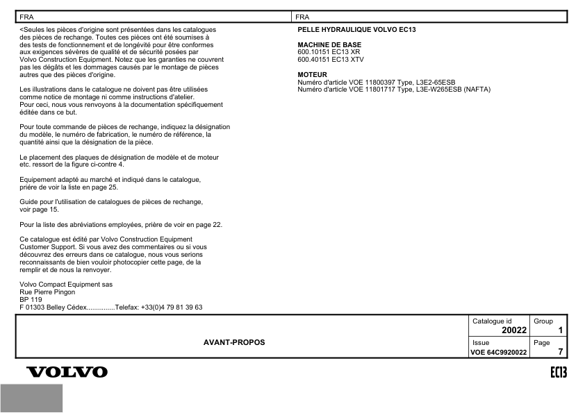 Volvo EC13 Type 600 XR XTV Excavator Parts Catalog - Image 10