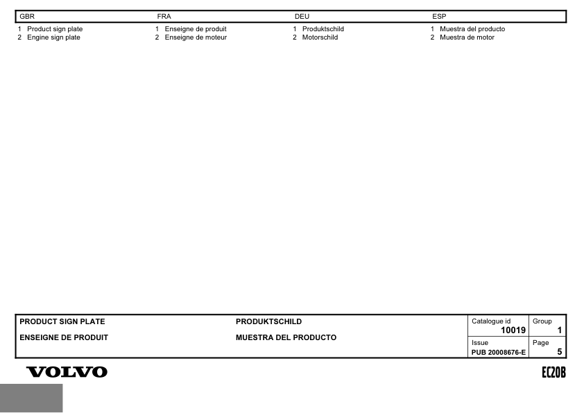 Volvo EC20B Type 272 XT XTV Excavator Parts Catalog - Image 7