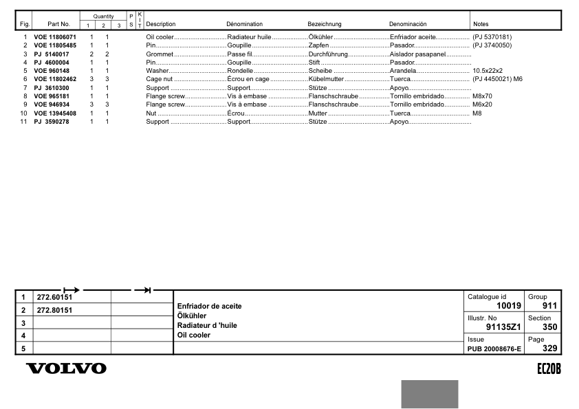 Volvo EC20B Type 272 XT XTV Excavator Parts Catalog - Image 14