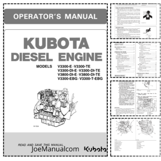 Kubota V3300 V3800 E TE DI TE EBG Diesel Engine Operators Manual