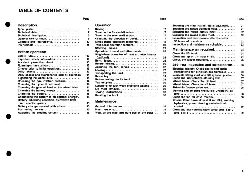 Linde E15C E16P E18P E18Z Type 322 Forklift Operators Manual from serie 9-92 - Image 8