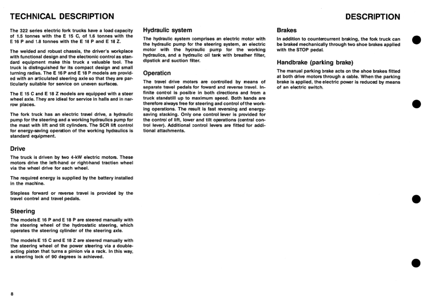Linde E15C E16P E18P E18Z Type 322 Forklift Operators Manual from serie 9-92 - Image 3