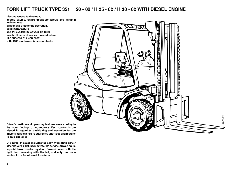 Linde H20-02 H25-02 H30-02 Type 351 Forklift Operators Manual - Image 5