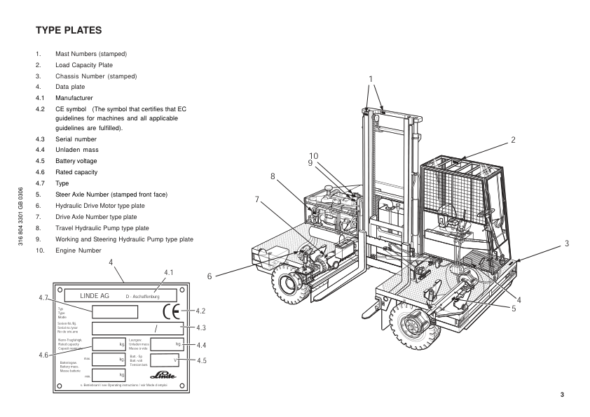 Linde S30 S40 S50 S60 Type 316 03 Forklift Operators Manual - Image 5