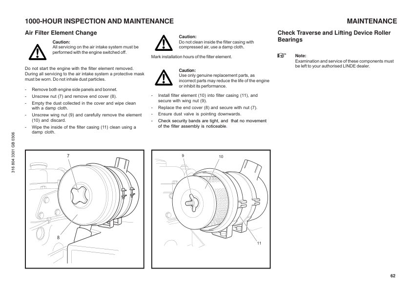 Linde S30 S40 S50 S60 Type 316 03 Forklift Operators Manual - Image 17